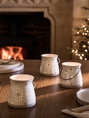 Set of 3 White Ceramic Tealight Holders - Image 2 of 4
