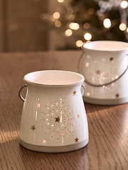 Set of 3 White Ceramic Tealight Holders - Image 3 of 4