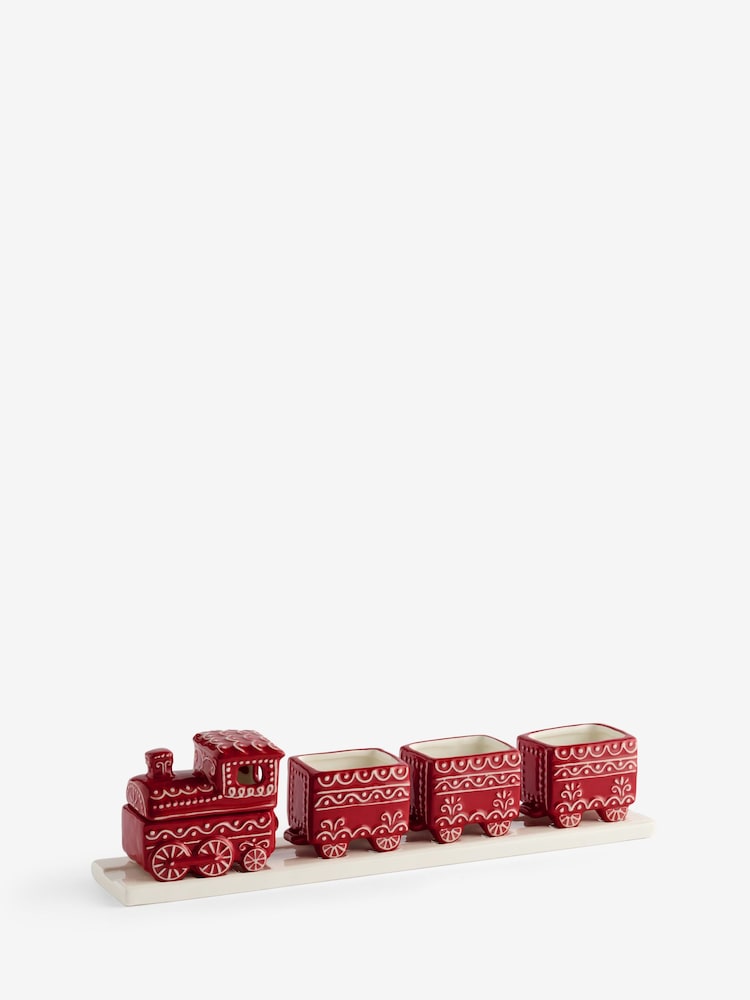 Red Ceramic Train Serveware Ornament - Image 2 of 5 Red Ceramic Train Serveware Ornament - Image 2 of 5