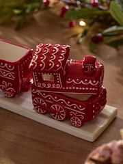 Red Ceramic Train Serveware Ornament - Image 5 of 5