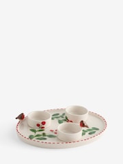 Green/Ecru Robin Tea Light Holders Ceramic Candle Tealight Plate - Image 2 of 4