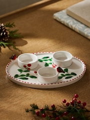 Green/Ecru Robin Tea Light Holders Ceramic Candle Tealight Plate - Image 3 of 4
