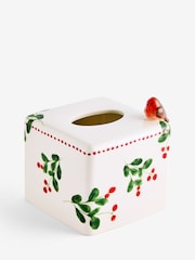 Green/Ecru Robin Ceramic Tissue Box - Image 2 of 3