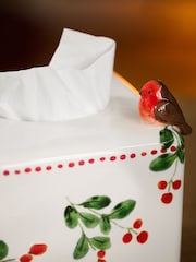 Green/Ecru Robin Ceramic Tissue Box - Image 3 of 3