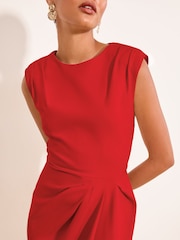Lipsy Red Viscose Gathered Waist Sleeveless Column Bodycon Midi Dress - Image 2 of 4