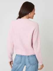 Threadbare Pink Chunky Knit Button Up Cardigan - Image 2 of 4