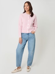 Threadbare Pink Chunky Knit Button Up Cardigan - Image 3 of 4