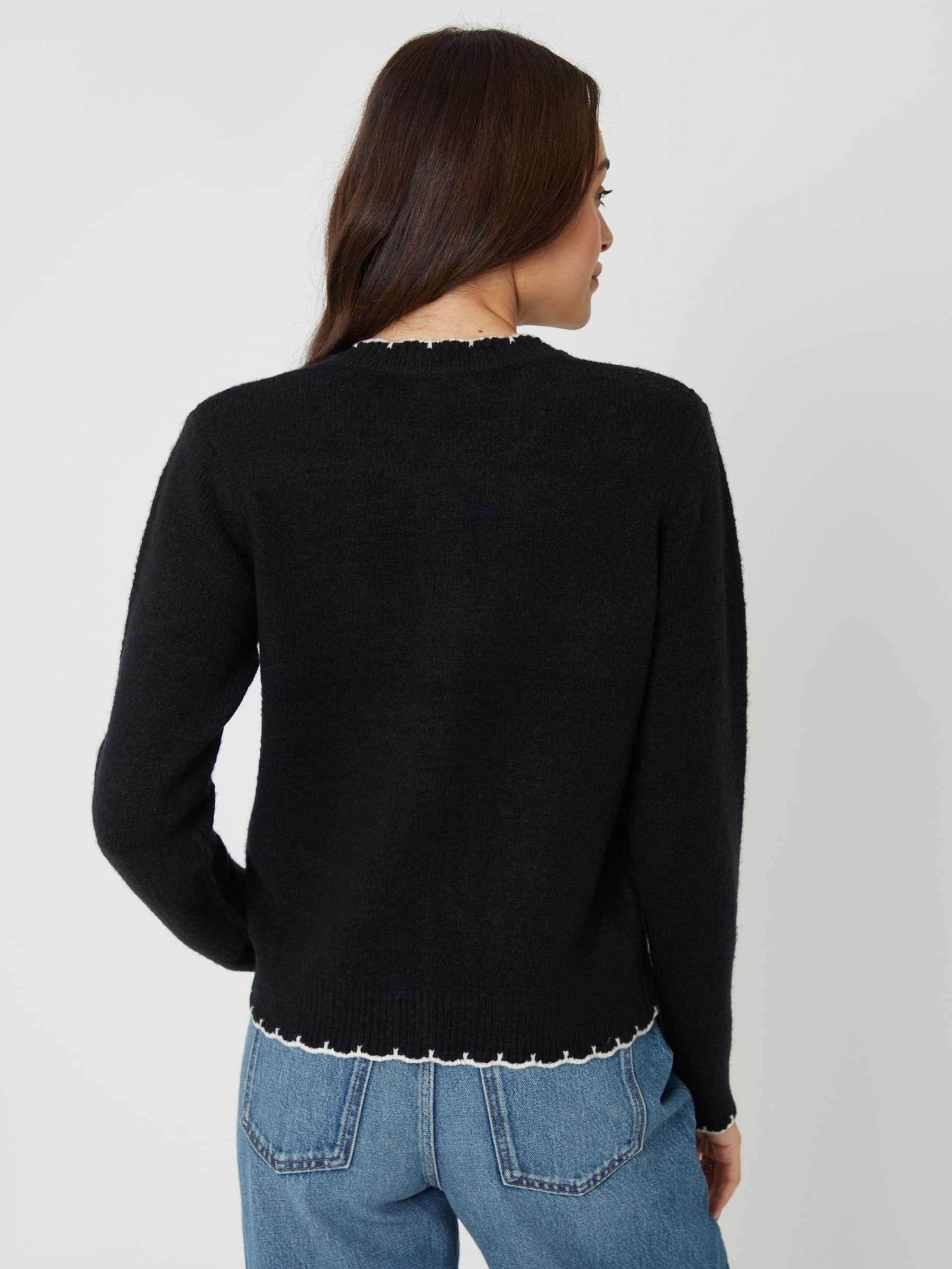 Buy Threadbare Black Crew Neck Scallop Trim Cardigan from Next USA