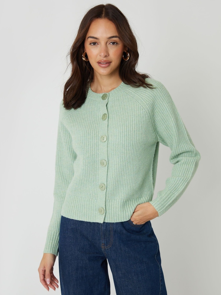 ירוק - Threadbare קרדיגן מכופתר סרוג בסריגה עבה - תמונה 1 מתוך 4