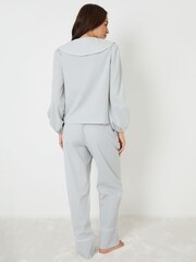 Threadbare Blue Peter Pan Collar Long Pyjama Set - Image 2 of 8