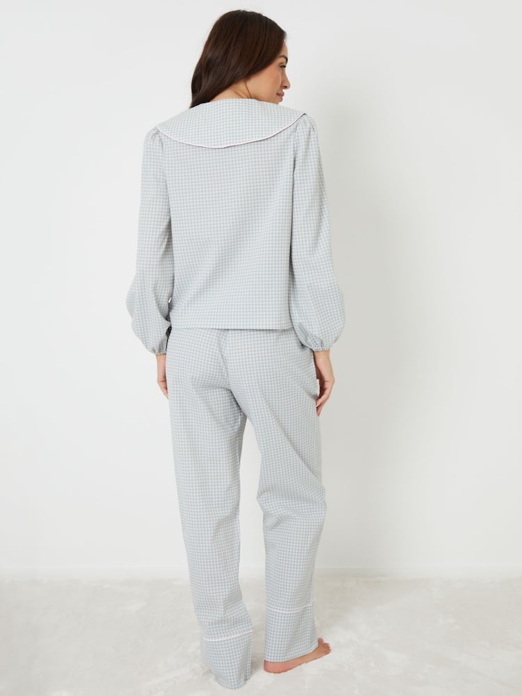 Threadbare Blue Peter Pan Collar Long Pyjama Set - Image 2 of 8