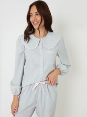 Threadbare Blue Peter Pan Collar Long Pyjama Set - Image 4 of 8