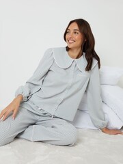 Threadbare Blue Peter Pan Collar Long Pyjama Set - Image 5 of 8