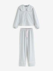 Threadbare Blue Peter Pan Collar Long Pyjama Set - Image 6 of 8
