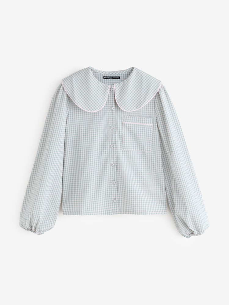 Threadbare Blue Peter Pan Collar Long Pyjama Set - Image 8 of 8