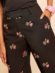 Love & Roses Black Tailored Embroidered Wide Leg Trousers - Image 2 of 4