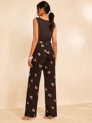 Love & Roses Black Tailored Embroidered Wide Leg Trousers - Image 4 of 4