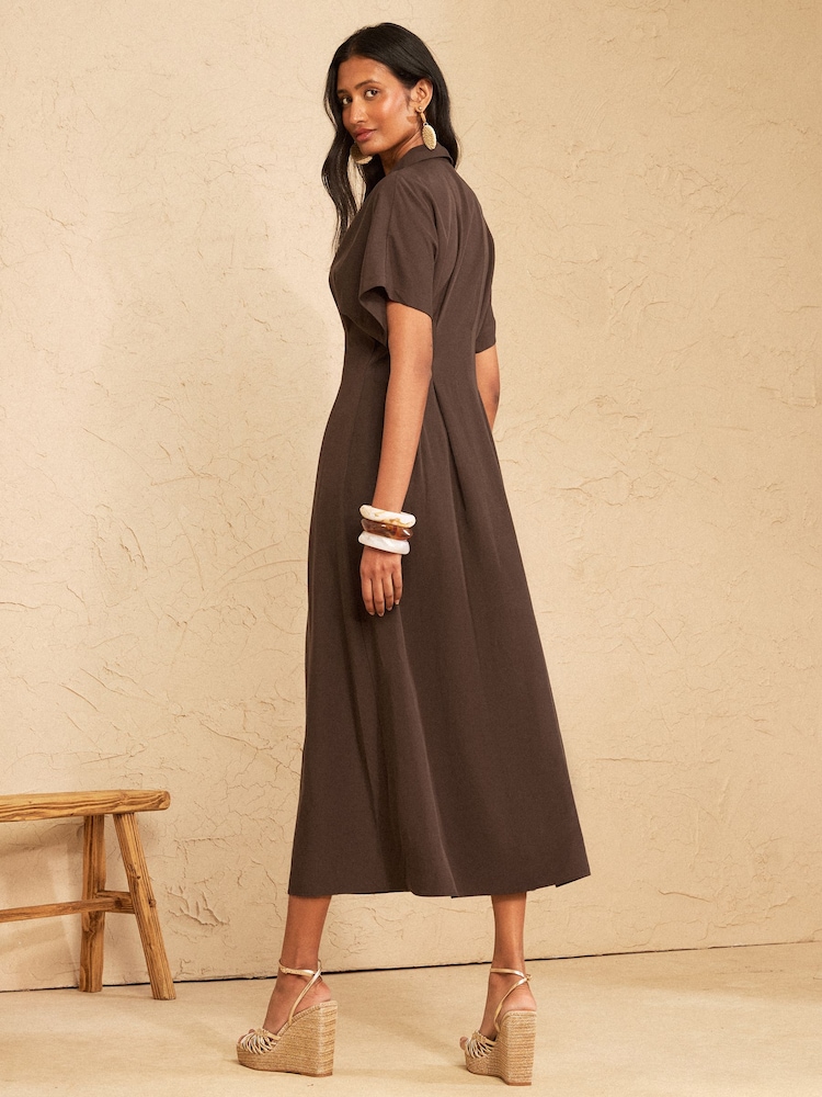 brown tshirt dress Buy Love & Roses Chocolate Tailored Lyocell Pleated Midi Shirt from Next USA SIZE:MySize Unlined. davids-bridal Sperry Men's Authentic Original