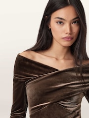 AllSaints Brown Delta Velvet Top - Image 3 of 6