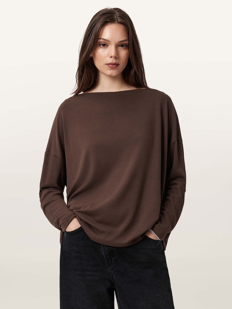 AllSaints Brown Rita Top - Image 1 of 7 AllSaints Brown Rita Top - Image 1 of 7