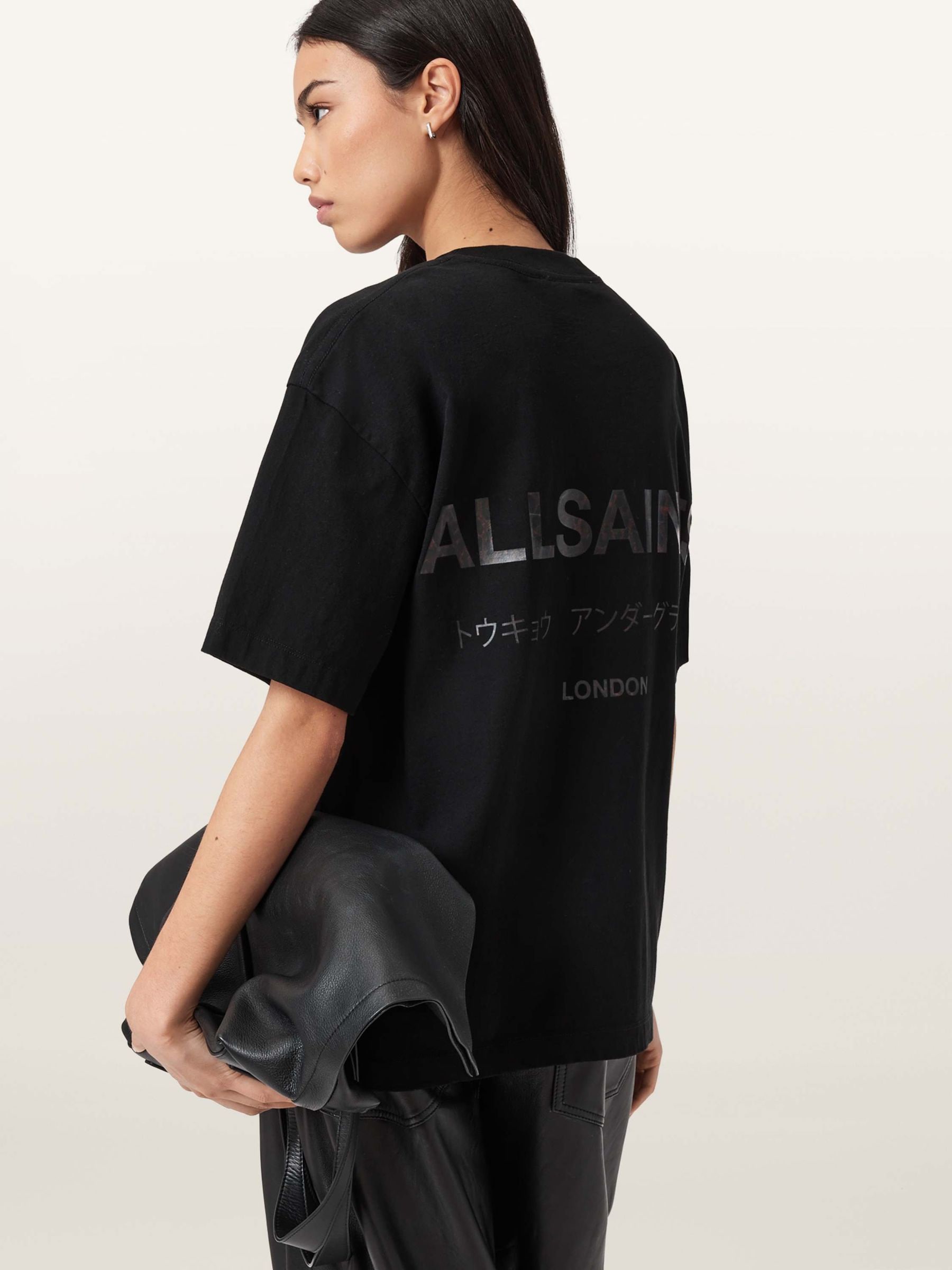 Buy AllSaints Black Underground Etta Oversized Back Logo Print