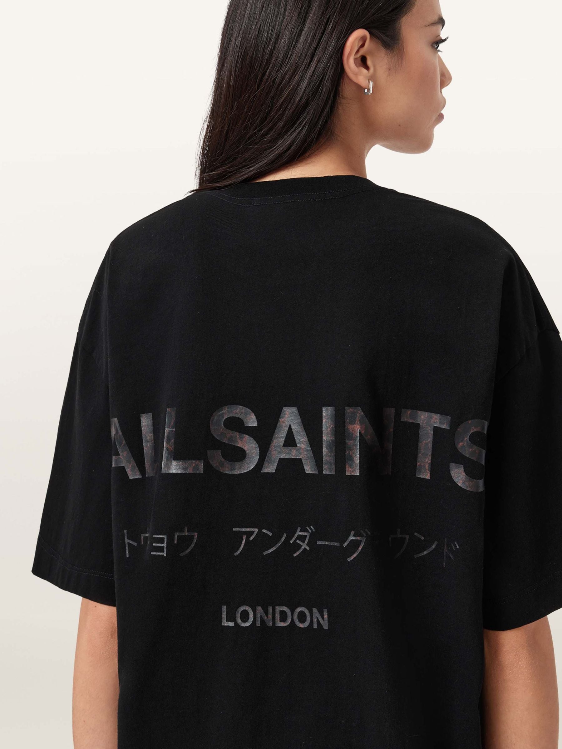 トップス everyone luxury cotton back logo s/s tee Buy AllSaints Black Underground Etta Oversized Back Logo Print