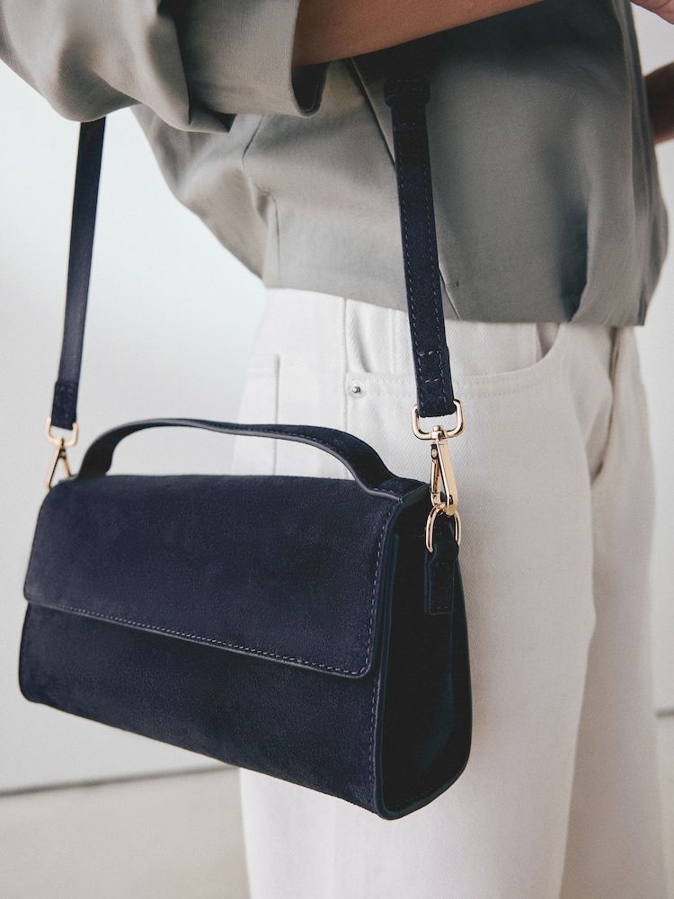 Navy Leather Top Handle Bag - Image 2 of 8