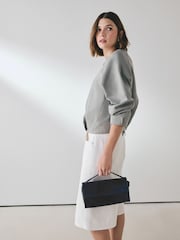 Navy Leather Top Handle Bag - Image 3 of 8