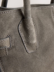 Grey Suede Structured Shoulder Bag - Image 10 of 10