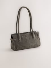 Grey Suede Structured Shoulder Bag - Image 5 of 10