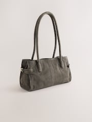 Grey Suede Structured Shoulder Bag - Image 7 of 10