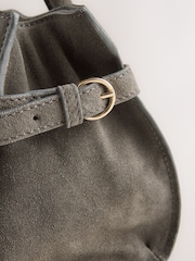 Grey Suede Structured Shoulder Bag - Image 8 of 10