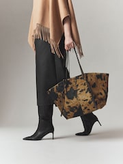Brown N.Premium Leather Cow Print Large Shoulder Bag - Image 1 of 8