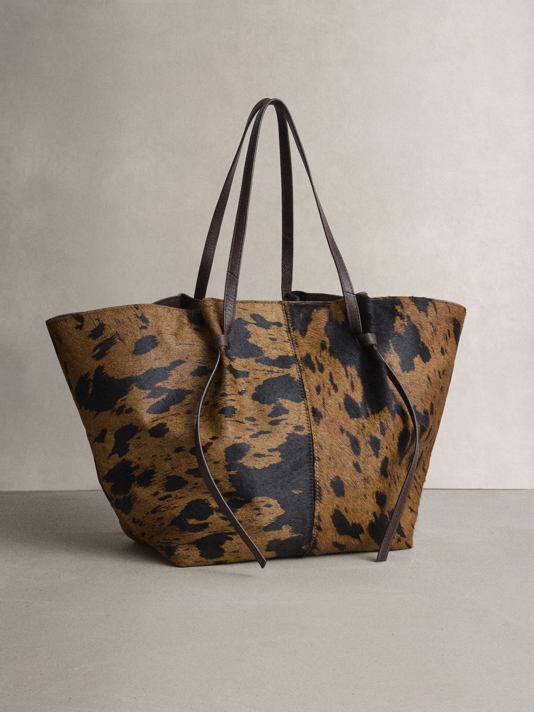 Buy Brown N. Premium Leather Cow Print Large Shoulder Bag from