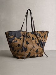 Brown N.Premium Leather Cow Print Large Shoulder Bag - Image 5 of 8