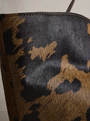 Brown N.Premium Leather Cow Print Large Shoulder Bag - Image 7 of 8