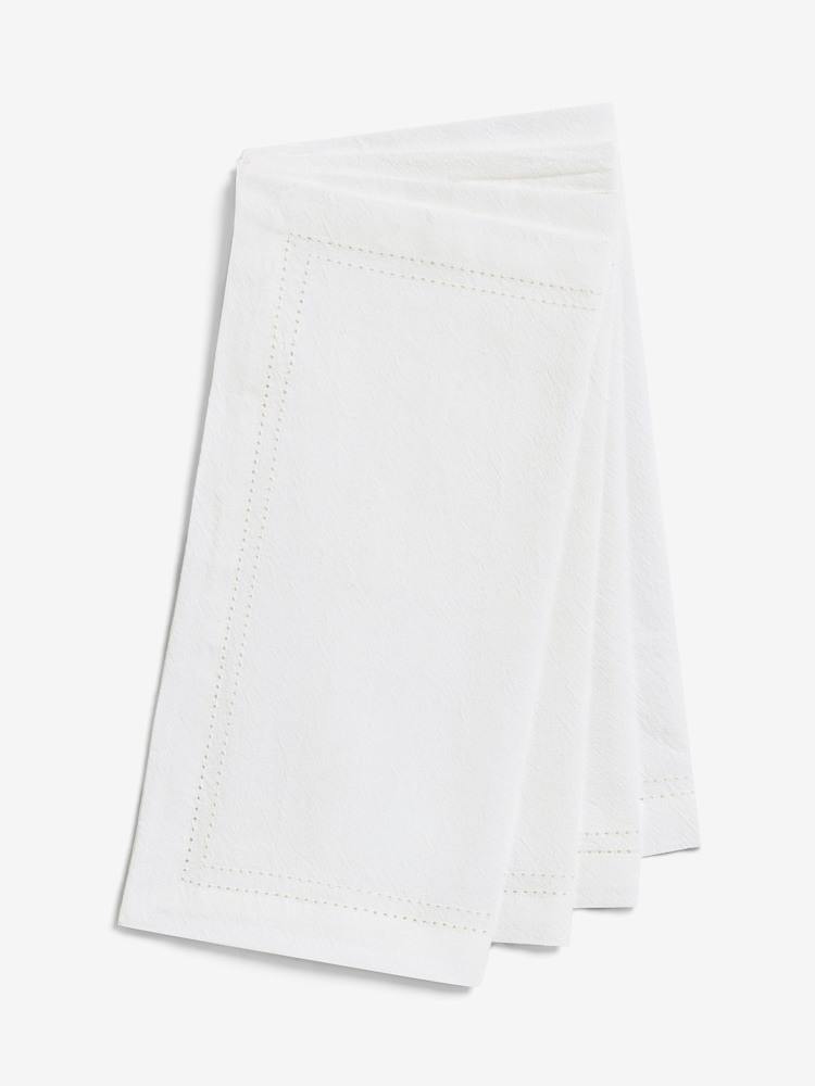White Washed Cotton Set of 4 Napkins - Image 3 of 3 White Washed Cotton Set of 4 Napkins - Image 3 of 3