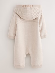 Baker by Ted Baker Stone Knitted Romper With Hoodie - Image 2 of 8