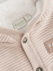 Baker by Ted Baker Stone Knitted Romper With Hoodie - Image 4 of 8