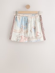 Cream/Blue Map Beach Summer Shorts - Image 1 of 3