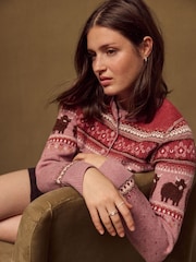 Purple/Pink Fairisle Hamish The Highland Cow Supersoft Crew Neck Long Sleeve Cardigan - Image 2 of 7