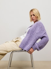 Purple Neppy Soft Touch Chunky Knit Open Cardigan - Image 1 of 8