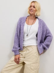 Purple Neppy Soft Touch Chunky Knit Open Cardigan - Image 2 of 8
