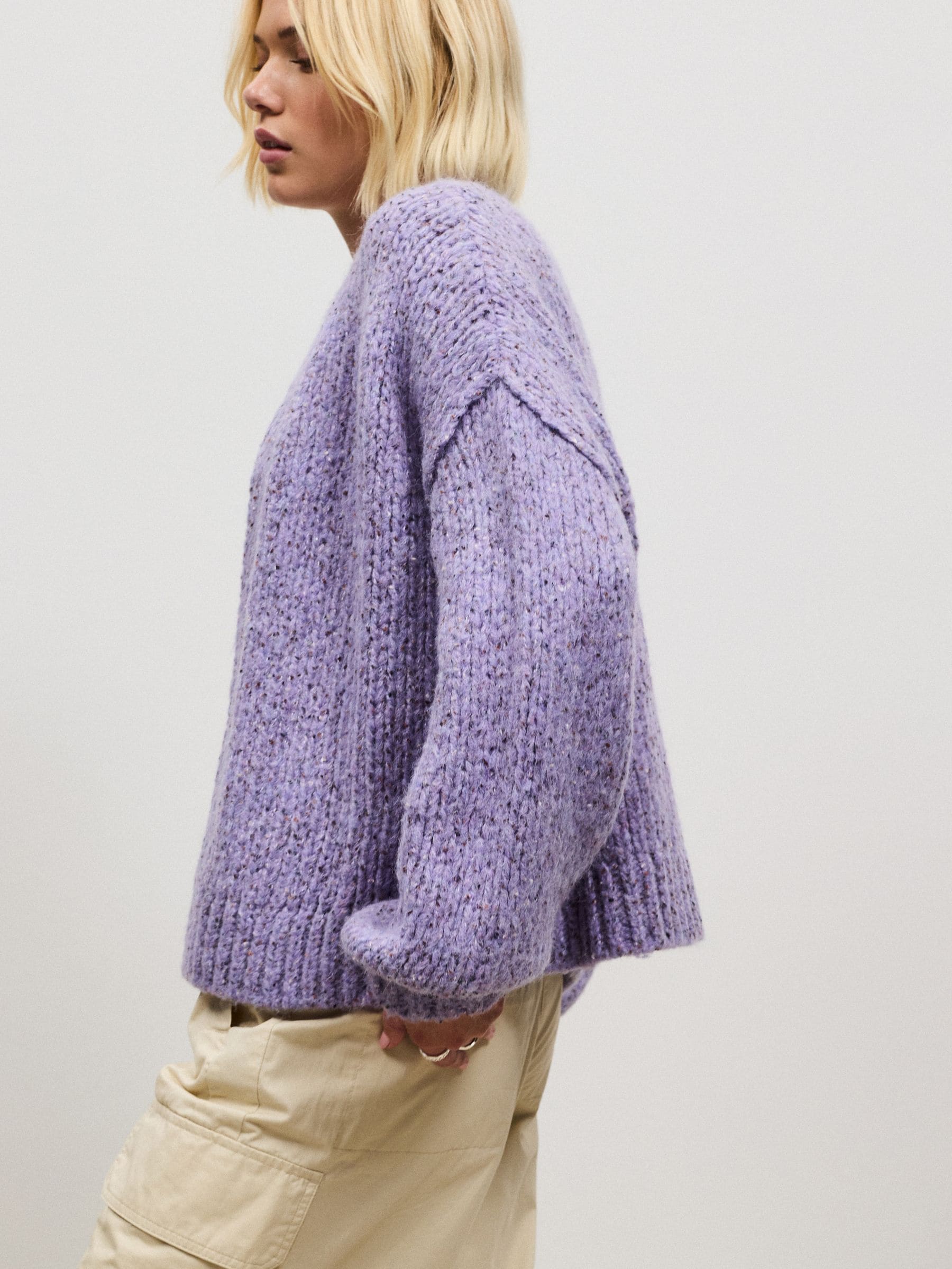 Next：日本 パープル ネップ - ソフトタッチ厚手ニットオープン