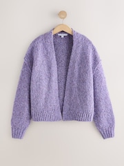 Purple Neppy Soft Touch Chunky Knit Open Cardigan - Image 6 of 8