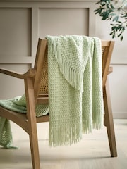 Appletree Green Textured Knit Knitted Throw - Image 1 of 4