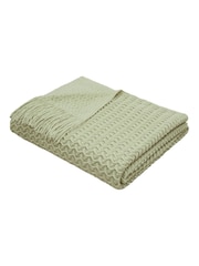 Appletree Green Textured Knit Knitted Throw - Image 3 of 4