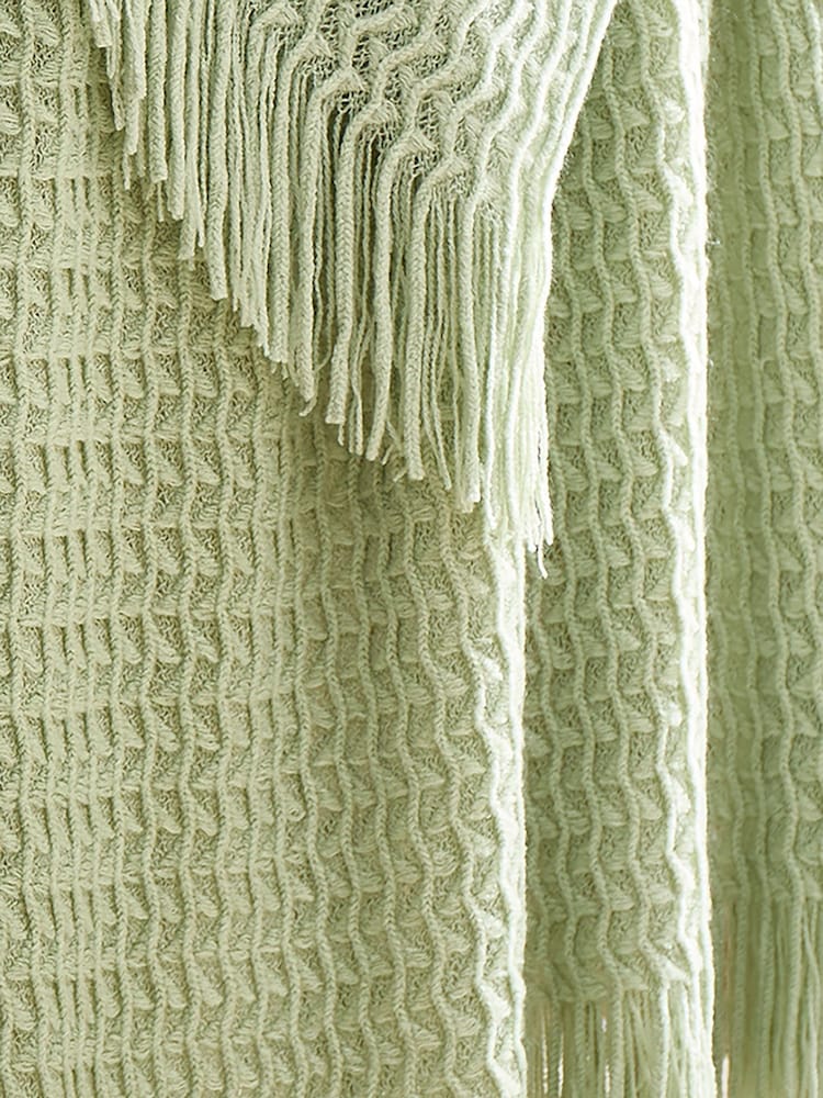 Appletree Green Textured Knit Knitted Throw - Image 4 of 4