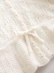 Ecru Pointelle Knit Tie Waist Cardigan - Image 8 of 9