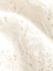 Ecru Pointelle Knit Tie Waist Cardigan - Image 9 of 9
